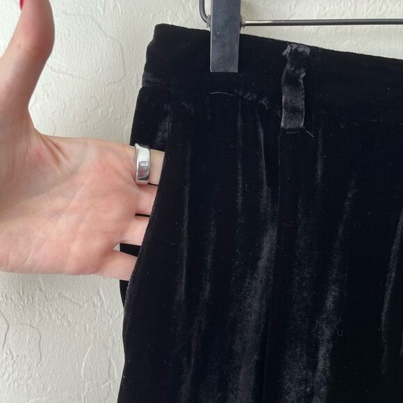 Reformation Wes Velvet Wide Leg Pants Black Size 6 - Picture 3 of 6